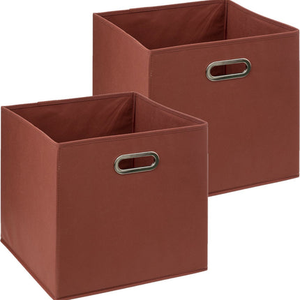 5Five Panier/casier de rangement - 2x - Rouge Brique - 31 x 31 x 31 cm - 29 litres - Paniers de rangement pour étagères - Tissu avec fond renforcé - Pliable