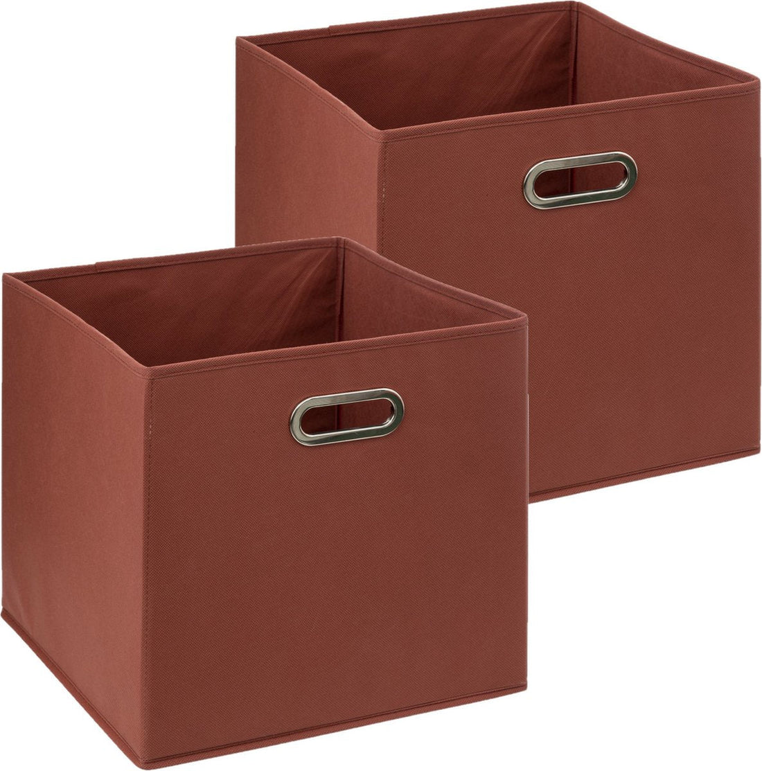5Five Aufbewahrungskorb / Regalkorb - 2er-Set - Steinrot - 31 x 31 x 31 cm - 29 Liter - Fächerregal-Körbe - Stoff mit verstärktem Boden - Faltbar