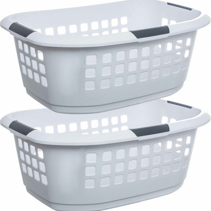 5Five Panier à Linge extra large - 2x - blanc - plastique - 51 litres - 67 x 47 x 27 cm - paniers à linge spacieux