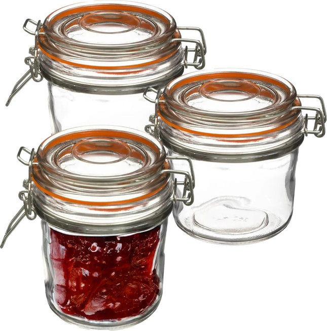 Secret de Gourmet Bocal de conservation/bocal de confiture - 3 pièces - 330 ml - verre avec fermeture à étrier - bocal Le Parfait