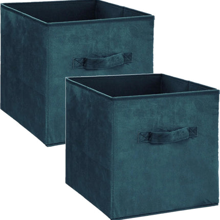 5Five Panier de rangement/panier de placard – Lot de 4 – Vert pétrole – 29 litres – 31 x 31 x 31 cm – Boîtes de rangement – Paniers pour meuble à casiers – polyester
