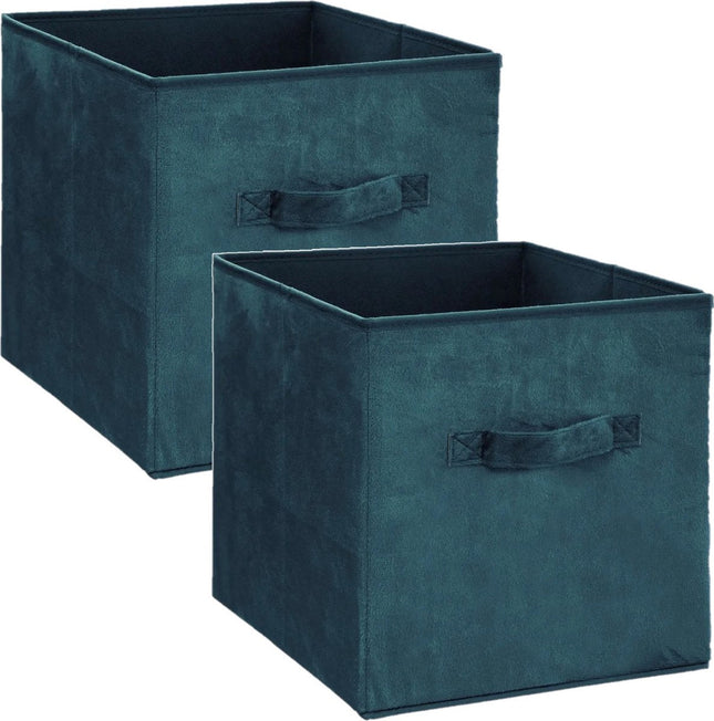 5Five Panier de rangement/panier de placard – Lot de 4 – Vert pétrole – 29 litres – 31 x 31 x 31 cm – Boîtes de rangement – Paniers pour meuble à casiers – polyester
