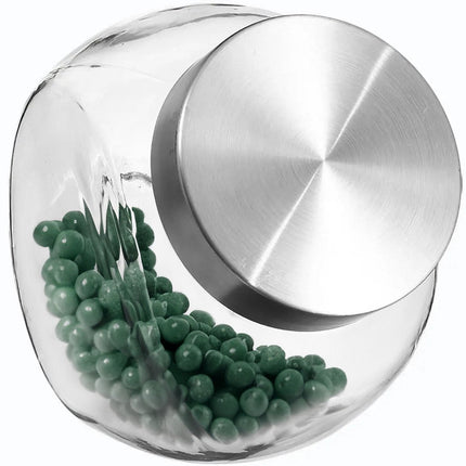 5Five Bocal de Conservation/Pot à Bonbons - Lot de 4 - Verre - 2,1 litres - Couvercle en acier inoxydable - Fermeture hermétique