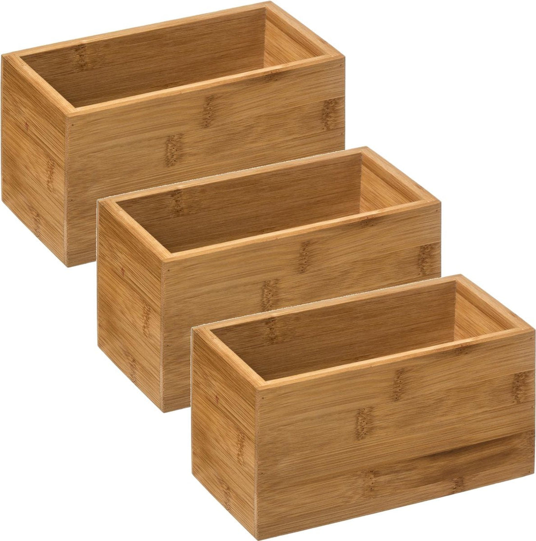 Set of 3x 5five jewelry/makeup holders/boxes - 18 x 9 x 9.5 cm - bamboo wood - organizer tray