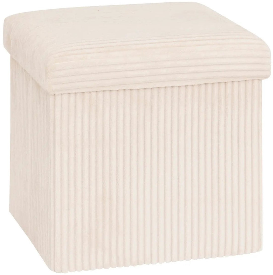 Essential Ribcord Ottoman / Pouffe - foldable - white - MDF/polyester - 38 x 38 cm - with storage - extra seating