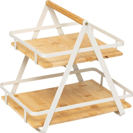 5Five Etagère de rangement Ordera - 2 niveaux - 31x23x29cm - Noir/Beige