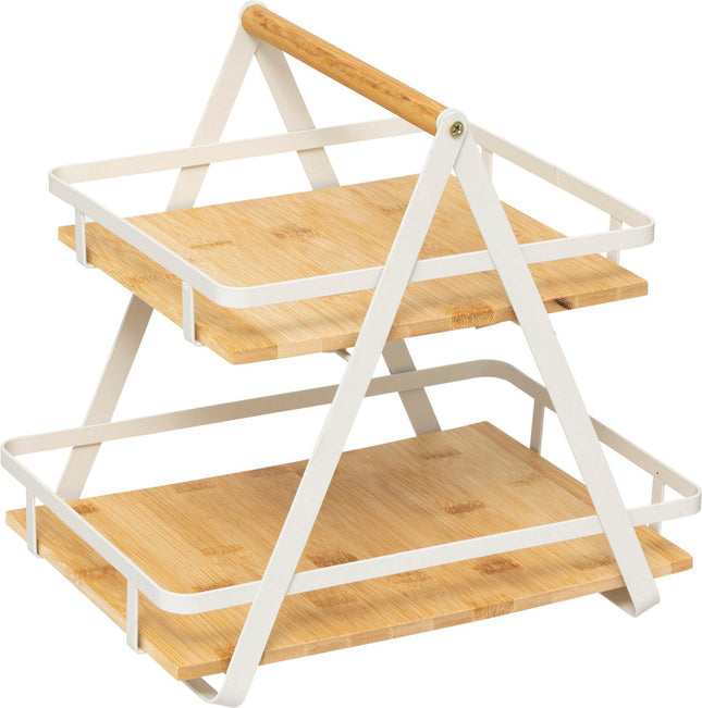 5Five Etagère de rangement Ordera - 2 niveaux - 31x23x29cm - Noir/Beige