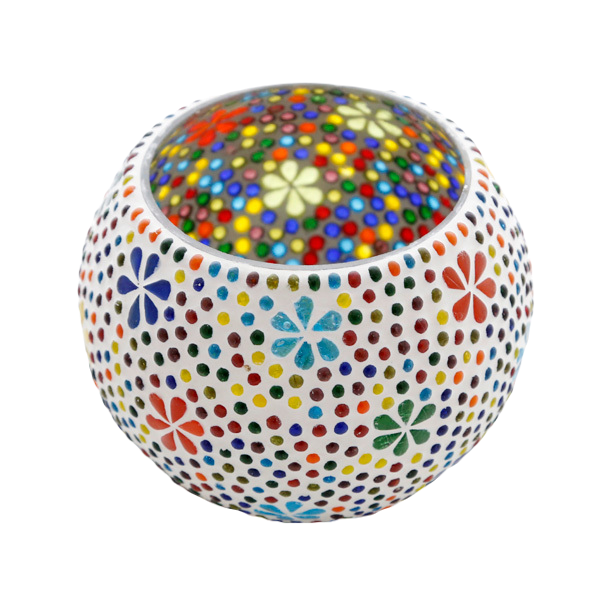 Mosaik-Teelichthalter Blume Multicolor XL – 15 cm