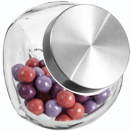 Bocal à bonbons/pot de conservation en verre avec couvercle en acier inoxydable - 650 ml - Bocaux de conservation avec fermeture hermétique
