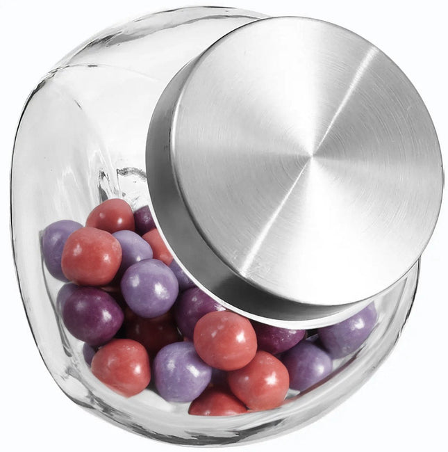 Bocal à bonbons/pot de conservation en verre avec couvercle en acier inoxydable - 650 ml - Bocaux de conservation avec fermeture hermétique