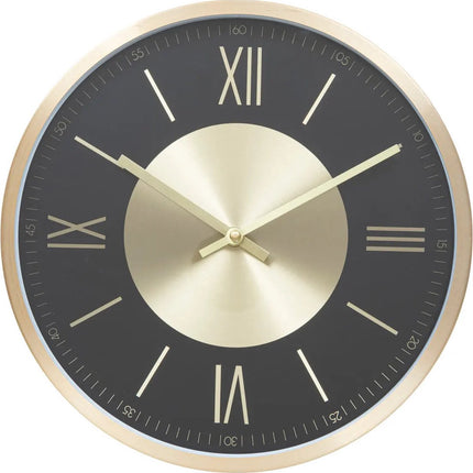 Atmosphera Horloge murale Roma Infinity - Métal Vintage - Diamètre 30 cm - Métal/Plastique - Noir/Or - Horloges de luxe