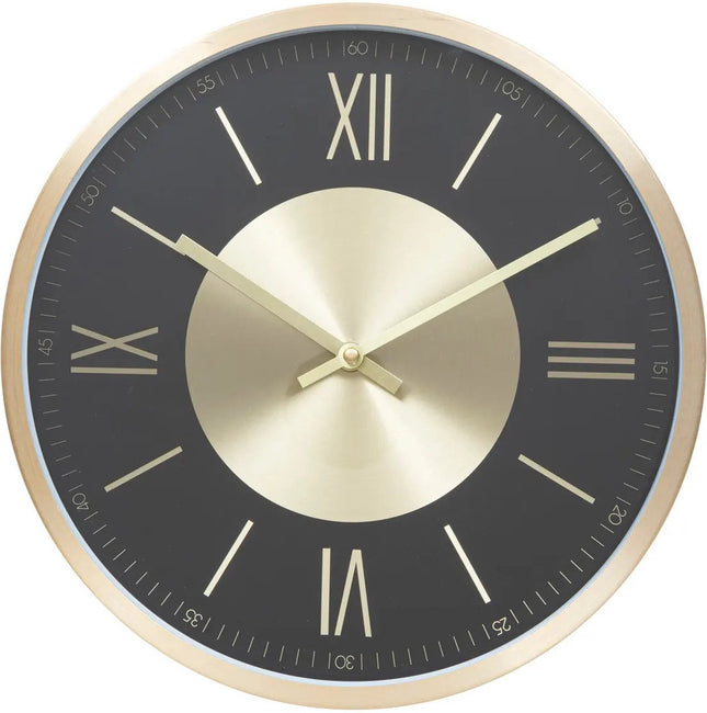 Atmosphera Horloge murale Roma Infinity - Métal Vintage - Diamètre 30 cm - Métal/Plastique - Noir/Or - Horloges de luxe