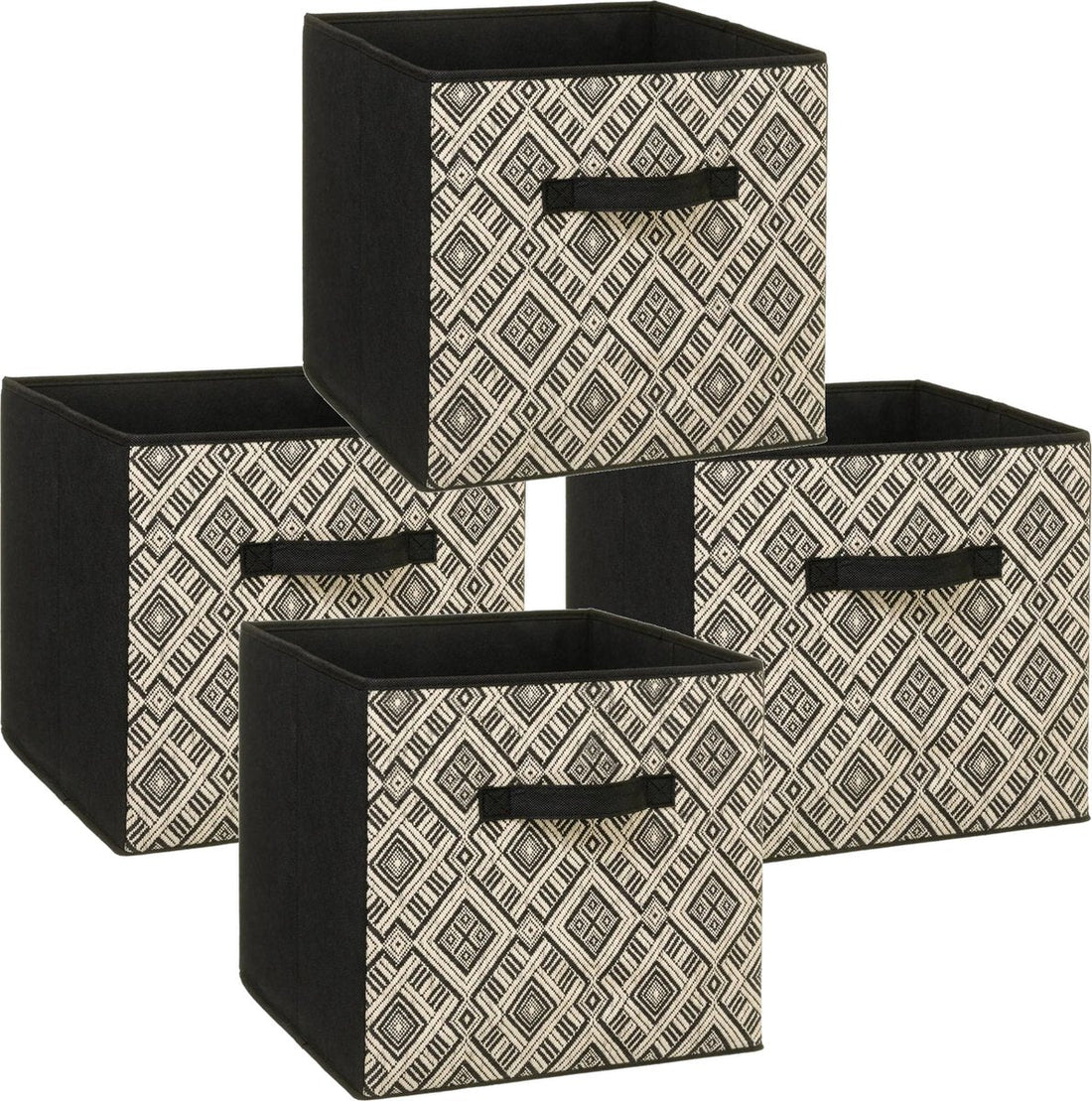 4er-Set Aufbewahrungskorb / Schrankkorb 29 Liter schwarz / creme Polyester 31 x 31 x 31 cm - Aufbewahrungsboxen - Regalkörbe