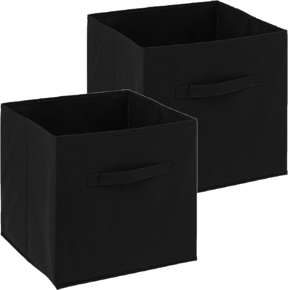 5Five Aufbewahrungskorb/Schrankkorb - 2x - Schwarz - 31 x 31 x 31 cm - 29 Liter - Regalkörbe - Stoff mit verstärktem Boden - Faltbar