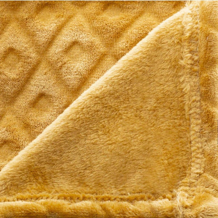 Atmosphera Plaid Jaune Ocre - plaids - petite couverture - motif 125x150