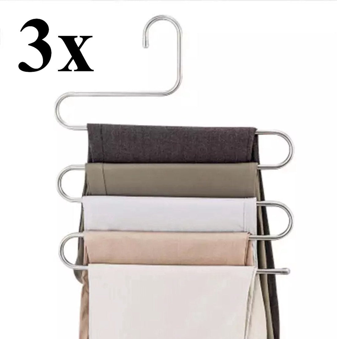3er-Set - 5-in-1-Kleiderbügel oder Hosenbügel – Kleiderbügel Edelstahl – Kleiderbügel