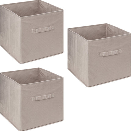 5Five Panier de rangement/panier de placard - 3x - Beige - 31 x 31 x 31 cm - 29 litres - Paniers pour étagère - Tissu avec fond renforcé - Pliable