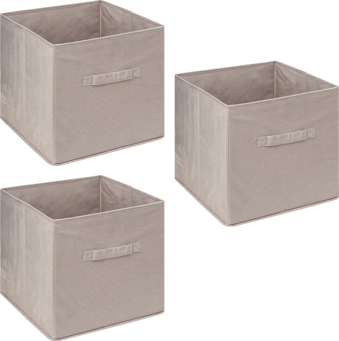 5Five Aufbewahrungskorb/Schrankkorb - 3x - Beige - 31 x 31 x 31 cm - 29 Liter - Regalkörbe - Stoff mit verstärktem Boden - Faltbar