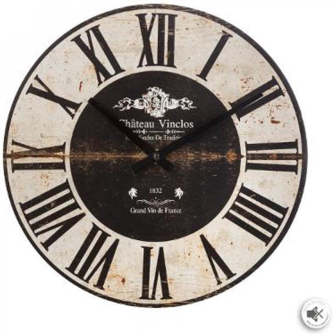 Authentische Uhr – Durchmesser 28,8 cm – Geräuschloses Uhrwerk – Braun mit klassischem Hintergrund
