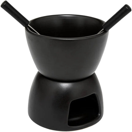 Secret de Gourmet Fondue au chocolat ou au fromage - avec 2 fourchettes - noir - céramique - pour 2 personnes