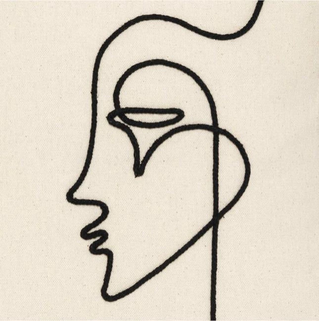 Housse de coussin visage blanc et noir 40 x 40 cm