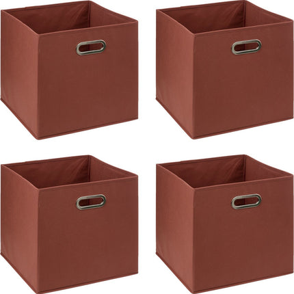 5Five Panier de rangement/panier pour étagère - 4x - Rouge brique - 31 x 31 x 31 cm - 29 litres - Paniers pour étagère à casiers - Tissu avec fond renforcé - Pliable