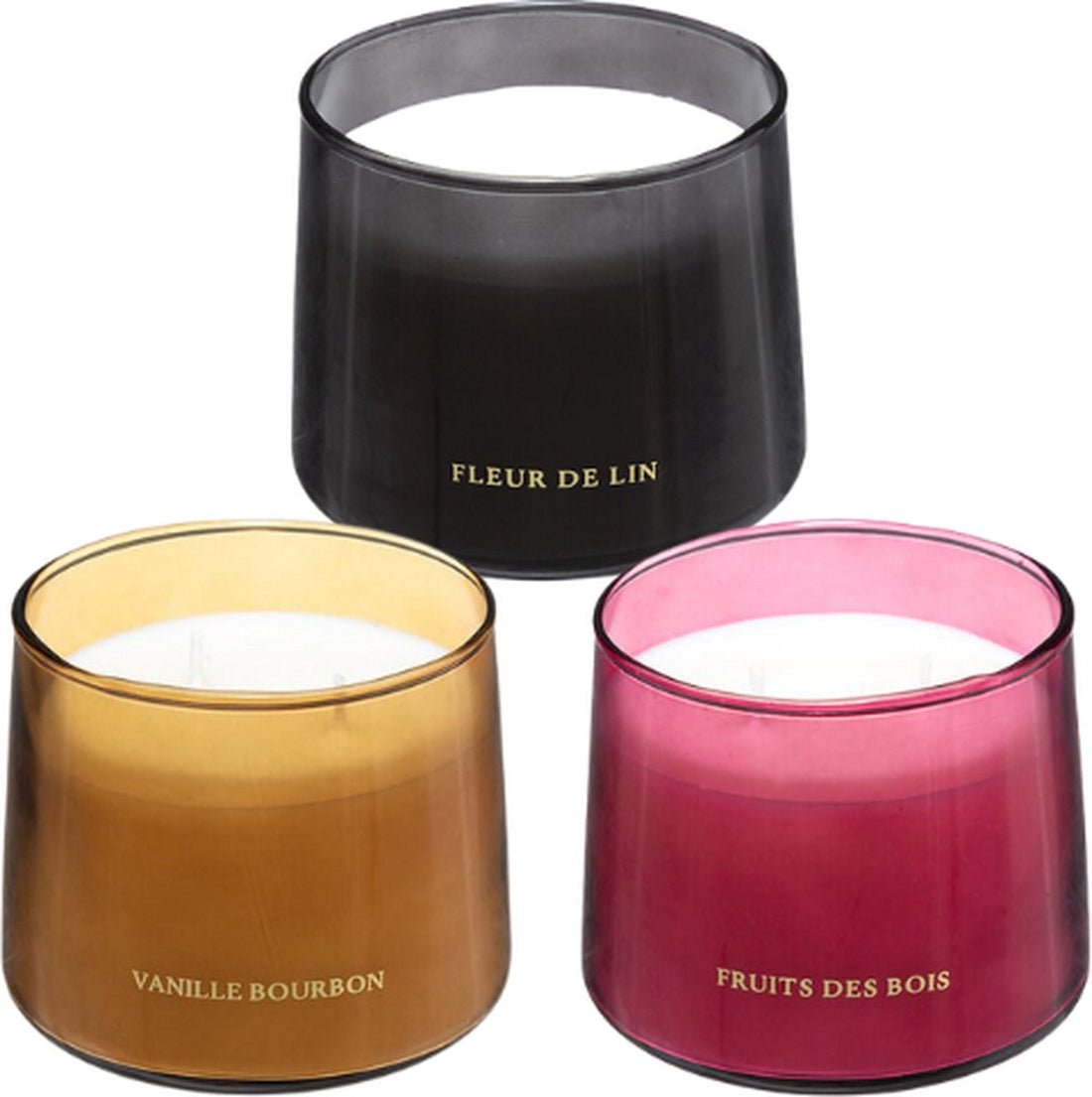 Scented Candle Gift Set - Forest Fruits, Vanilla & Flax Flower - 3 Pieces - 30 Burning Hours per Candle - Luxury Gift Set