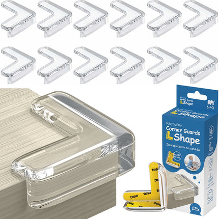 SIPO Protège-coins - Ensemble de 12 protections d'angle transparentes en silicone pour meubles - SBS-EC52 - Protection de table -