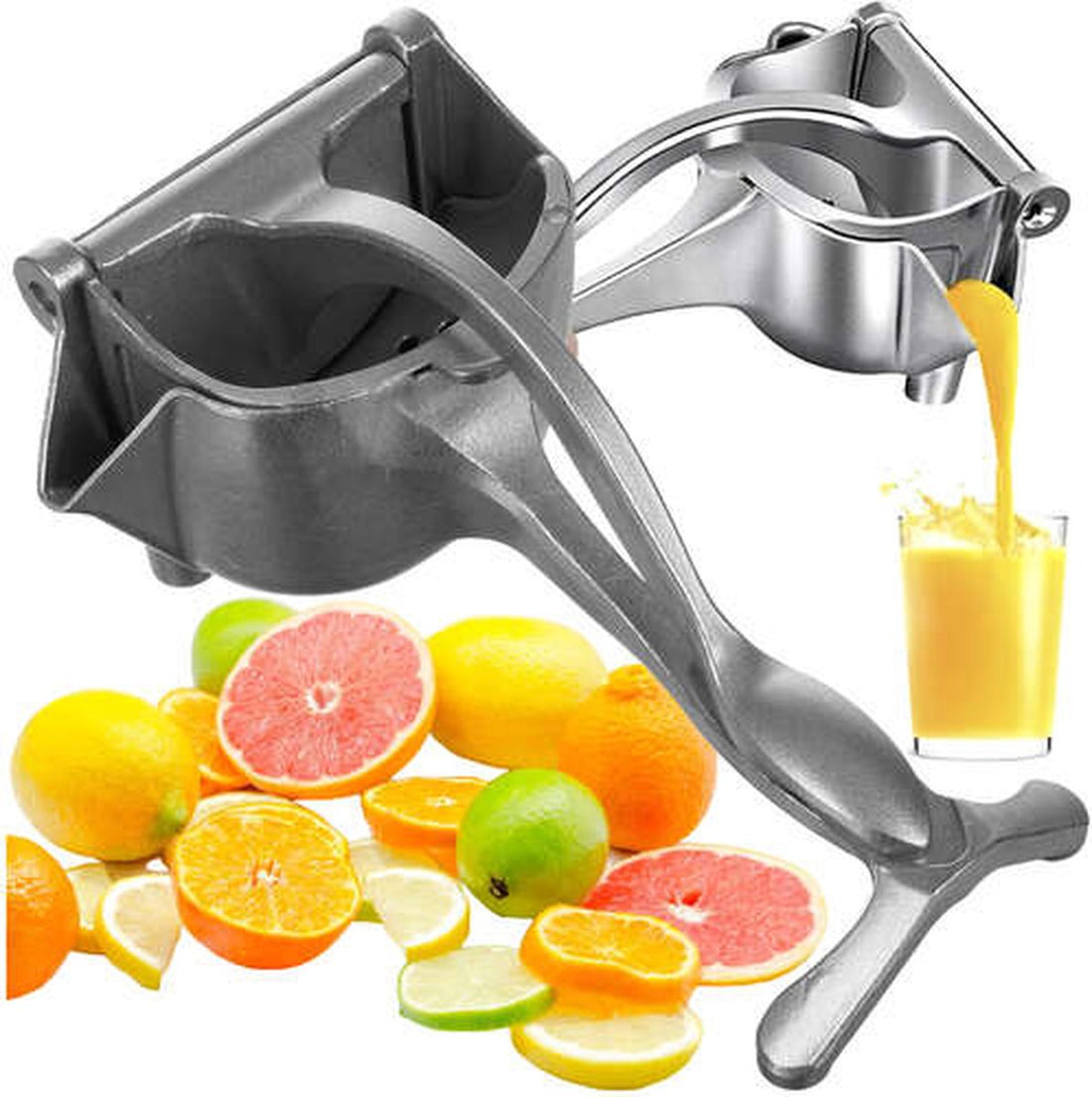 Manual fruit and citrus juicer - solid press for orange, lemon and grapefruit juice, stainless steel and efficient!
