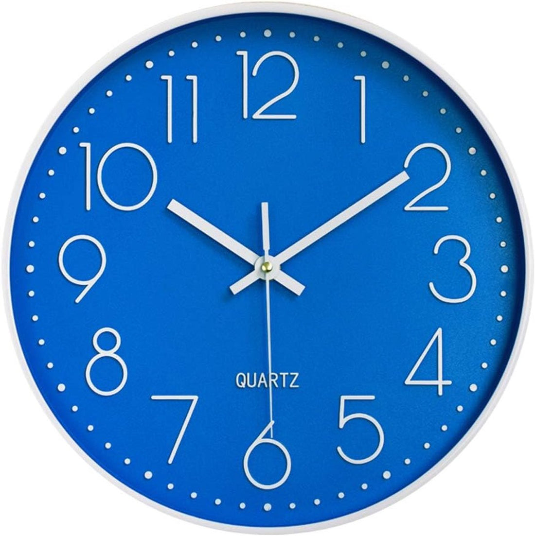 Stille wandklok van 30 cm - Moderne ronde klok in blauw-wit contrast - Batterij-aangedreven quartz uurwerk voor geluidloze werking - Frisse keukenklok voor elke leefruimte