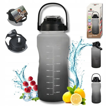 KINGHoff Gourde 2L avec Paille et Verrou de Sécurité – Sans BPA, Anti-fuite, Ouverture à Pression - bouteille d'eau -bidon