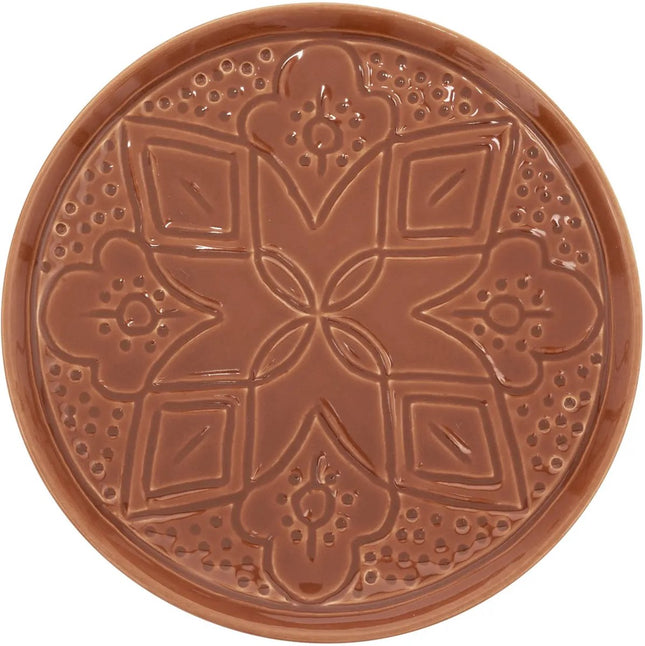 Assiette à dessert Sienna en terre cuite 20 cm - Assiette en faïence avec imprimé floral - Petite assiette - Assiette à gâteau