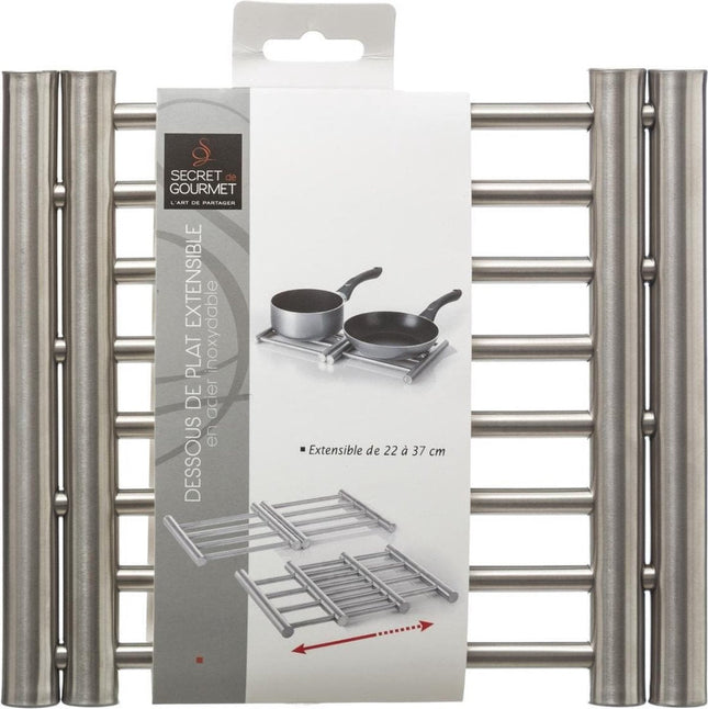 5Five Dessous de plat extensible/réglable - Inox - 22,5 x 20 cm - Dessous de plat