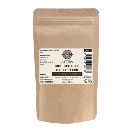 AYTiRA Sel de la Mer Morte non raffiné – 100 % pur – Gommage et sel de bain – 100 g
