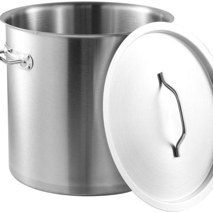KINGHoff Marmite 25 Litres - Acier Inoxydable - Ø32 cm - Compatible Induction - Couvercle Inclus - Faitout Professionnel pour Grandes Quantités - 25L