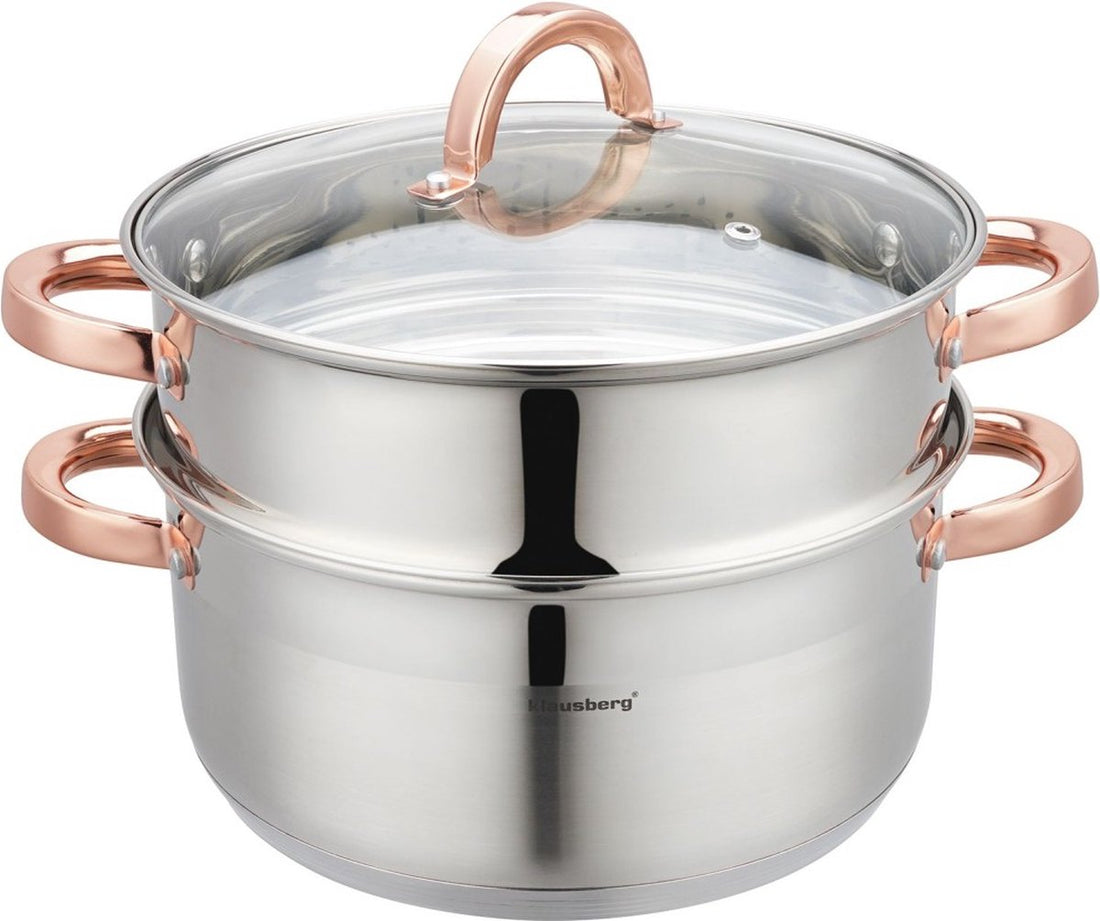 Klausberg 7734 - Dampfgarer - 3-teilig - 24 cm - 5 Liter - Edelstahl - alle Herdarten