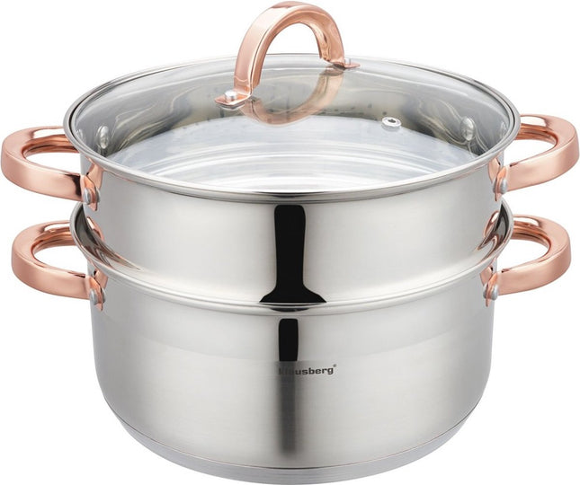 Klausberg 7734 - cuit-vapeur - 3 pièces - 24 cm - 5 litres - inox - tous feux