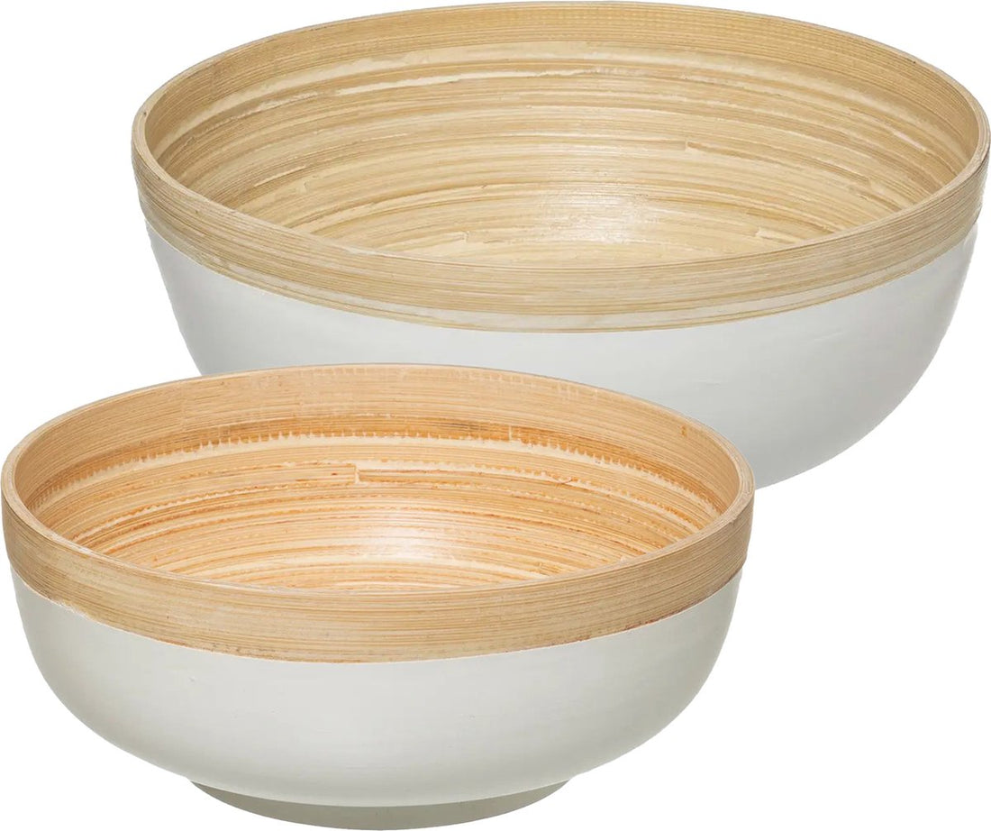 5Five - serveerschalen/saladeschalen - 2 stuks - wit - bamboe - rond