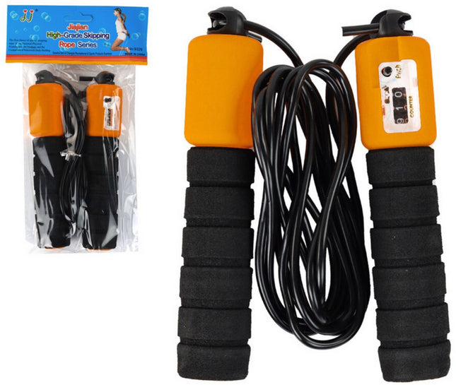Corde à Sauter avec Compteur de Sauts - Corde à Sauter Fitness Réglable 280 cm - Noir et Orange - Pour Cardio, Brûlage de Graisses et Condition Physique - Corde à Sauter avec Compteur - Compteur de Sauts