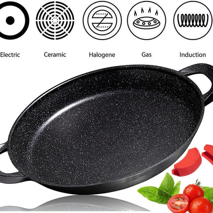 CUILINA Poêle à paella 40 cm – Revêtement marbre – pour Induction et tous feux
