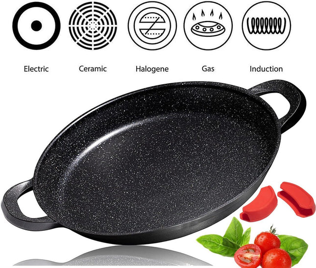 CUILINA Poêle à paella – Revêtement antiadhésif marbre allemand GREBLON - 36 cm - pour induction et toutes sources de chaleur