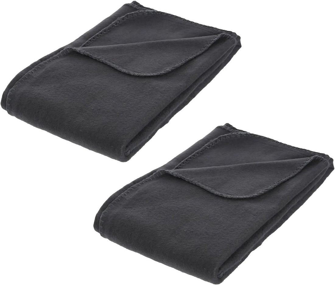 Atmosphera Polar Fleece blanket or throw - 2x - anthracite - 125 x 150 cm - polyester - Sofa blanket - Fleece throw