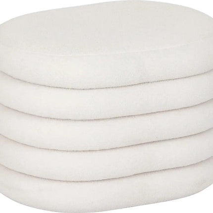 Atmosphera Pouf de rangement bouclé - 59x45x40cm - Blanc