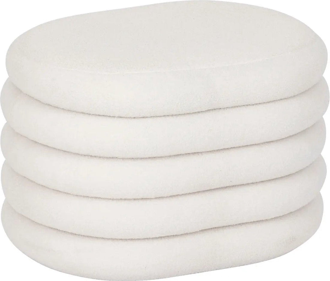 Atmosphera Bouclé Storage Ottoman - 59x45x40cm - White
