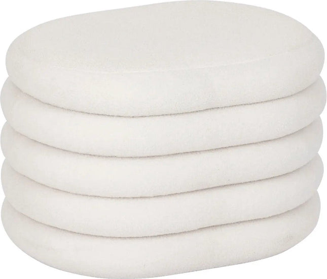 Atmosphera Pouf de rangement bouclé - 59x45x40cm - Blanc