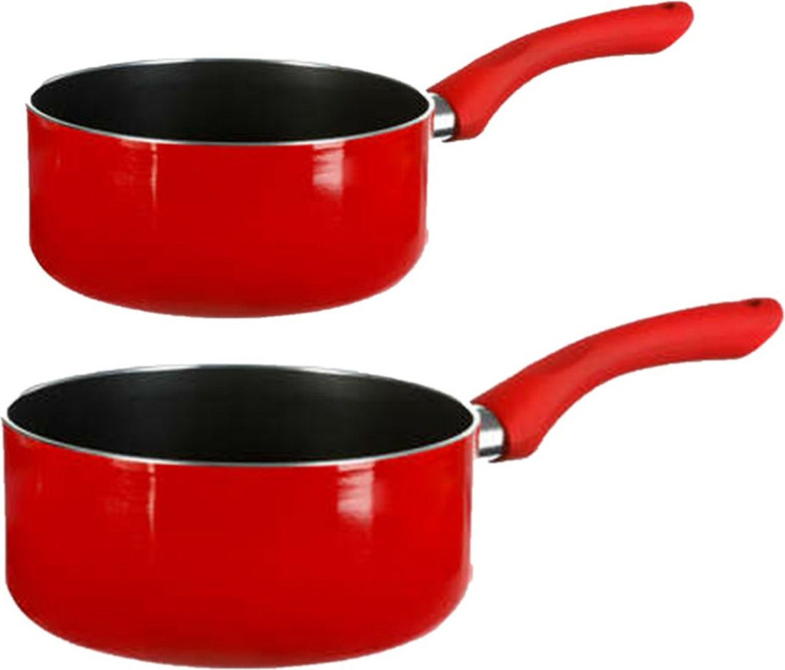 5Five - Casseroles en acier - Induction - Lot de 2 - Dia 16 et 18 cm - Rouge