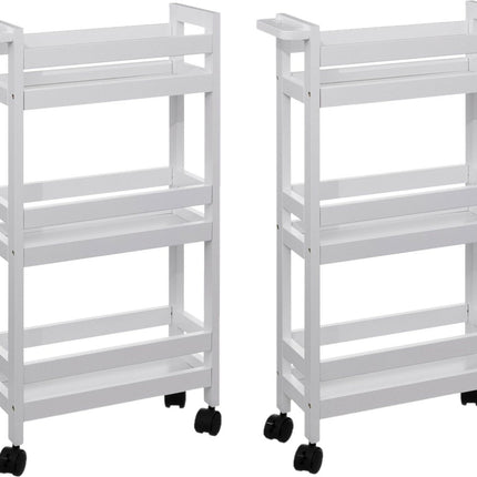 5Five Desserte de Cuisine - 2x - 3 Niveaux - Blanc - P15 x L40 x H75 cm