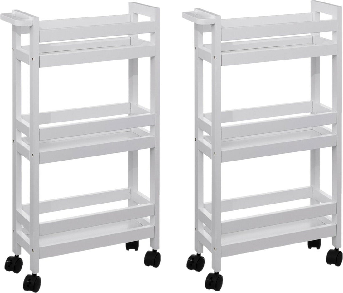 5Five Keukentrolley - 2x - 3-laags - wit - D15 x B40 x H75 cm