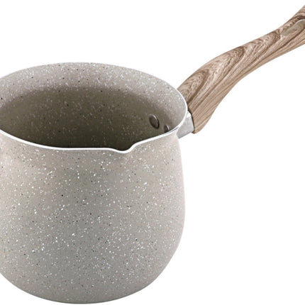 KingHoff KH-1982 Cafetière Turque Cezve 1,8 Litre - Pour Induction, Gaz et Électrique - Revêtement Antiadhésif Effet Marbre - Poignée en Bois