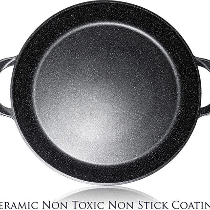 CUILINA Poêle à paella – Revêtement antiadhésif marbre allemand GREBLON - 36 cm - pour induction et toutes sources de chaleur
